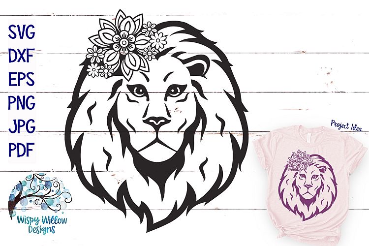 Floral Lion SVG | Lion with Flowers SVG Cut File