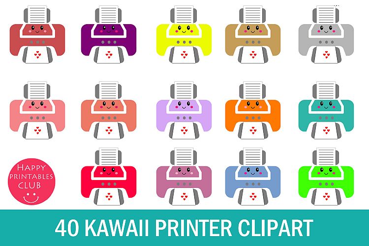 40 Kawaii Printer Clipart- Cute Printer Clipart- Printer PNG