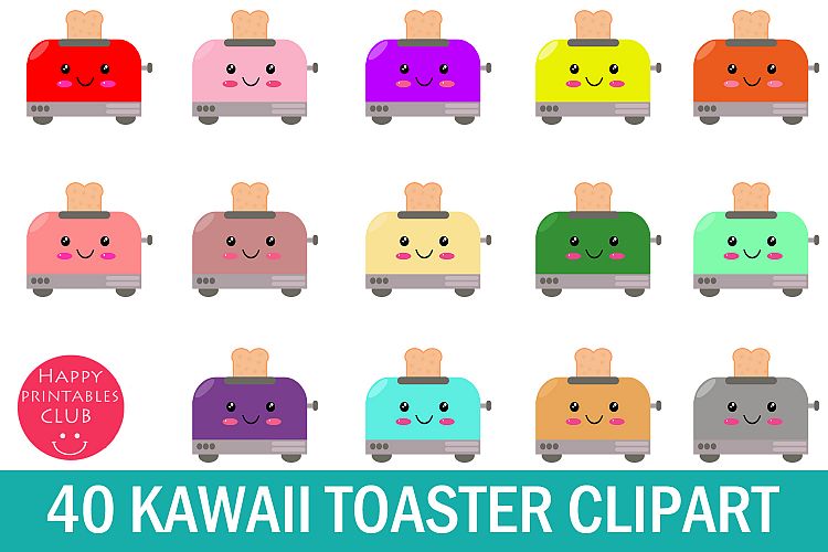 40 Kawaii Toaster Clipart-Toaster Clipart-Bread Toaster PNG