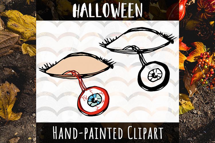 Halloween Scary Eye Hand Painted Clipart