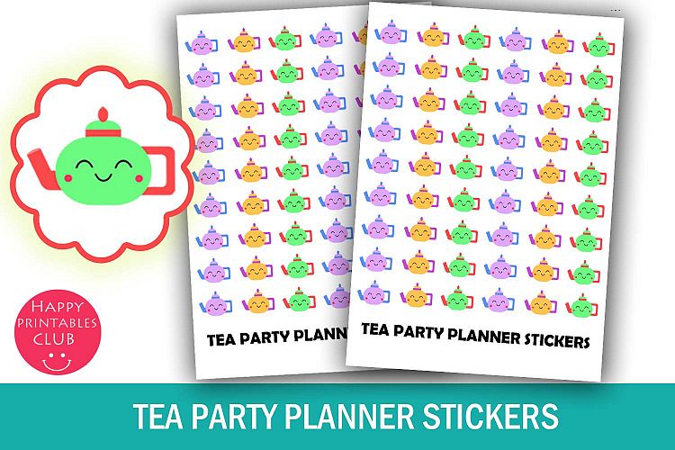 Tea Party Planner Stickers- Kettle Planner Stickers-Kawaii