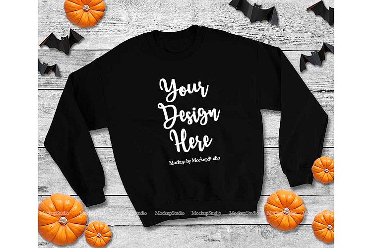 Halloween Black Sweatshirt Mock Up Fall Gildan Heavy Blend