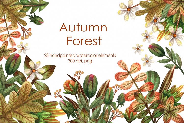 Autumn Forest - Watercolor Clip Art Set