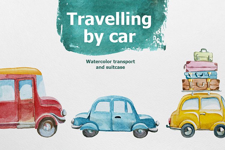 Watercolor travelling by car