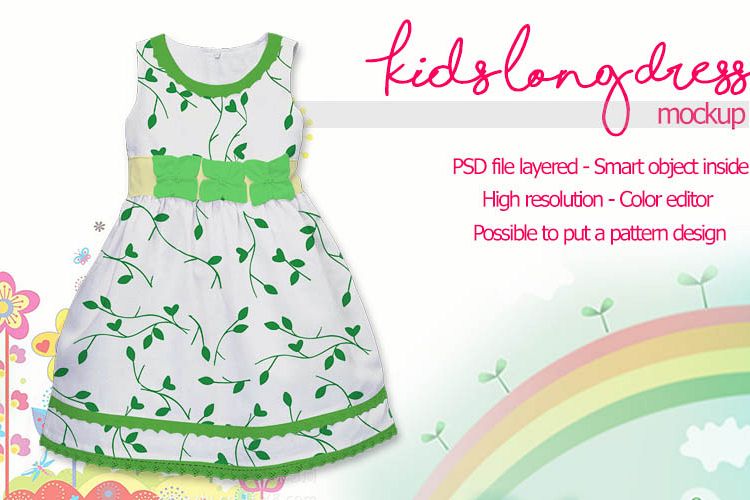 Kids long dress Mockup