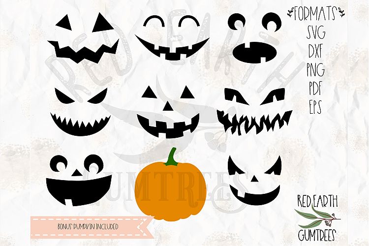 Pumpkin faces with bonus Pumkin in SVG,DXF,PNG, EPS formats