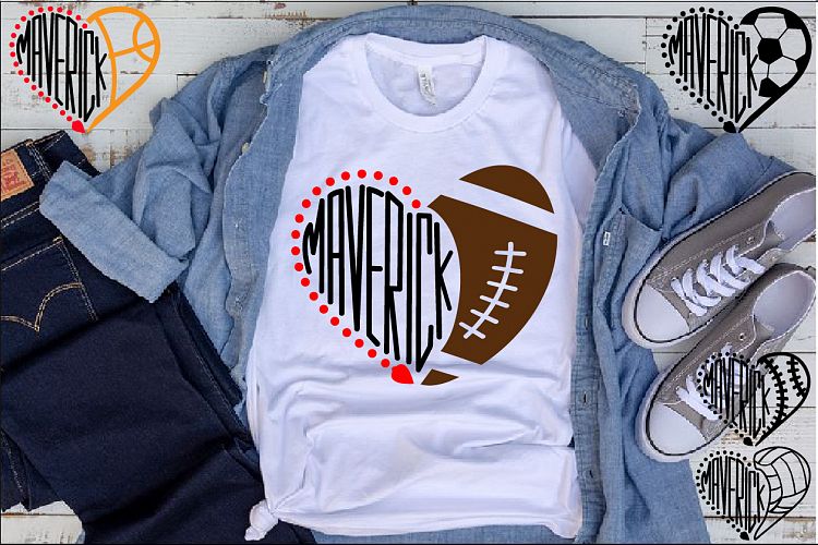 Maverick Sport Heart SVG School Spirit football 979s