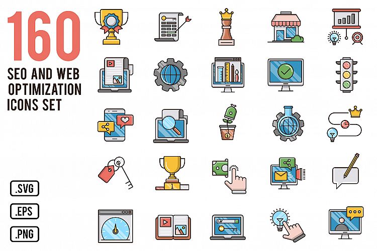 SEO and web optimization icons set