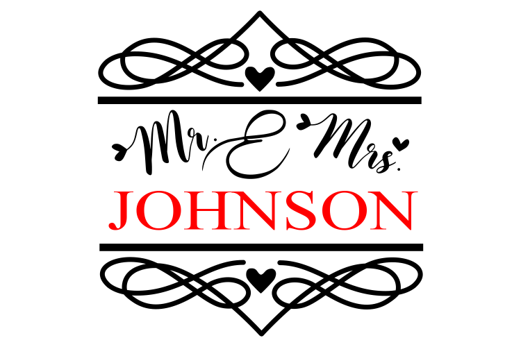 Mr. & Mrs. Split Monogram Frame SVG