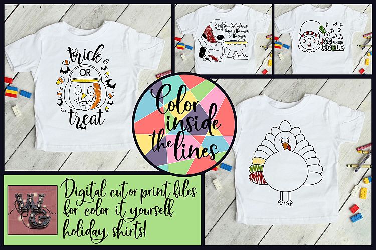 Color Inside the Lines Holiday Bundle SVG DXF PNG JPG Comm