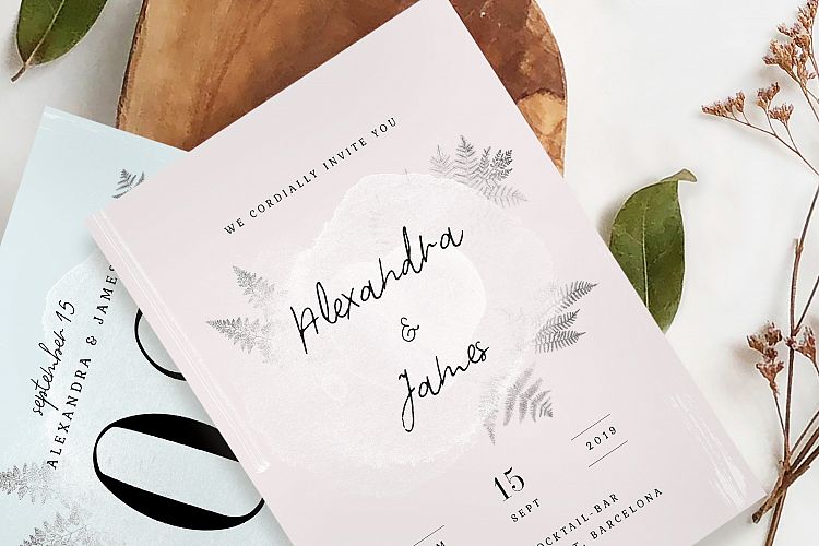 Watercolor Sprigs Wedding Invitation Suite