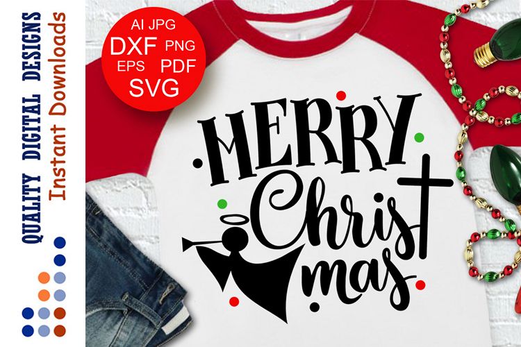 Merry Christmas svg Angel clip art Xmas decor Holiday signs