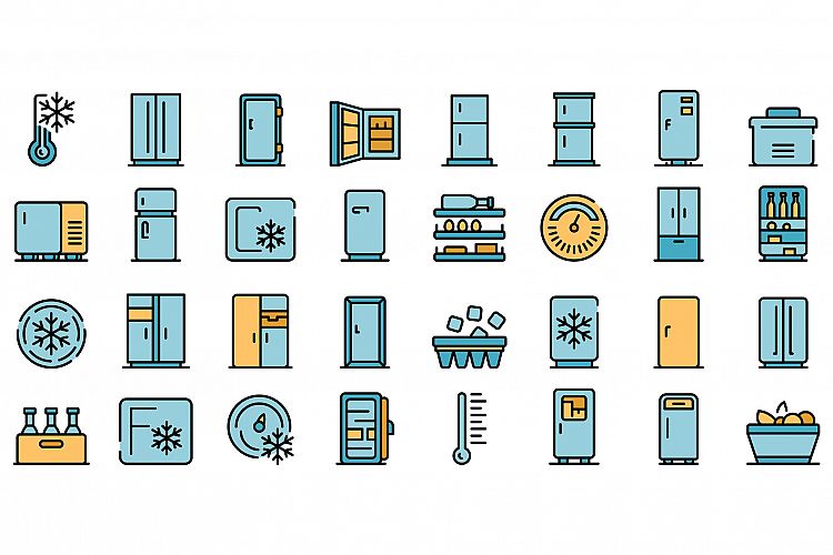 Fridge icons vector flat example image 1