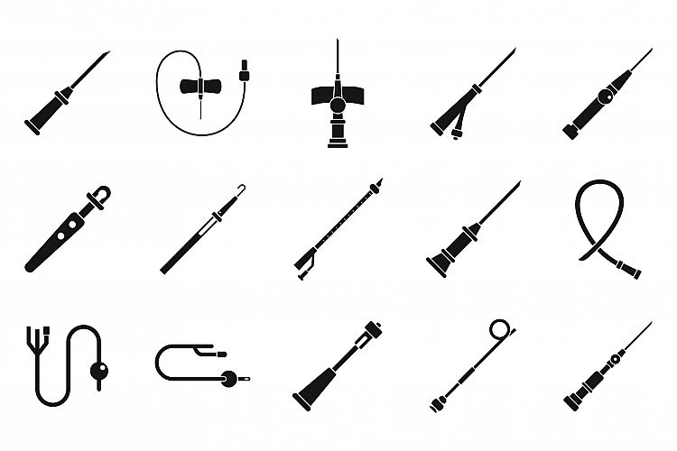 Catheter icons set, simple style