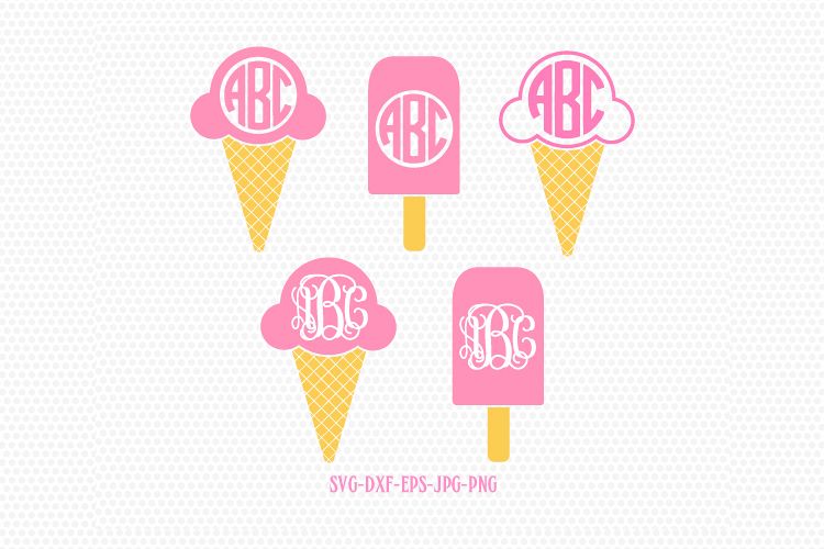 Ice Cream SVG Cut Files, Ice Cream Monogram Frame SVG, for CriCut Silhouette cameo Files svg jpg png dxf