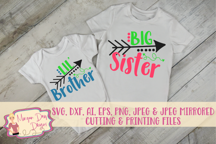 Lil Brother Big Sister SVG, DXF, AI, EPS, PNG, JPEG