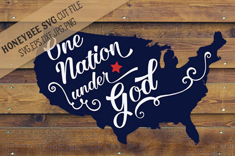 One Nation Under God Map SVG Cut File