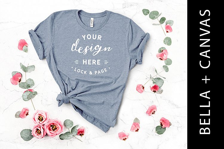 Heather Slate Bella Canvas 3001 TShirt Mockup Valentines Day
