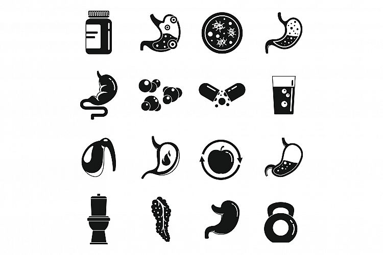 Digestion system icons set, simple style example image 1