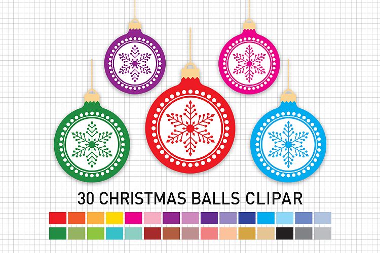 Christmas Balls Clipart, Christmas Balls Graphic and Illustrations, Christmas Clipart / Scrapbooking, Card Making, Decorations