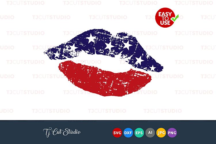 Flag kissing mouth, kiss svg, 4th of july svg, Files for Silhouette Cameo or Cricut, Commercial & Personal Use.