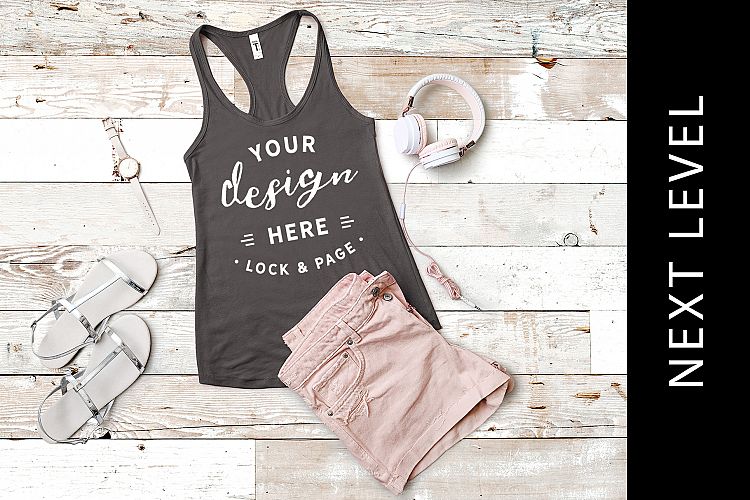 Dark Grey Next Level 1533 Tank Top Mockup Feminine Vest