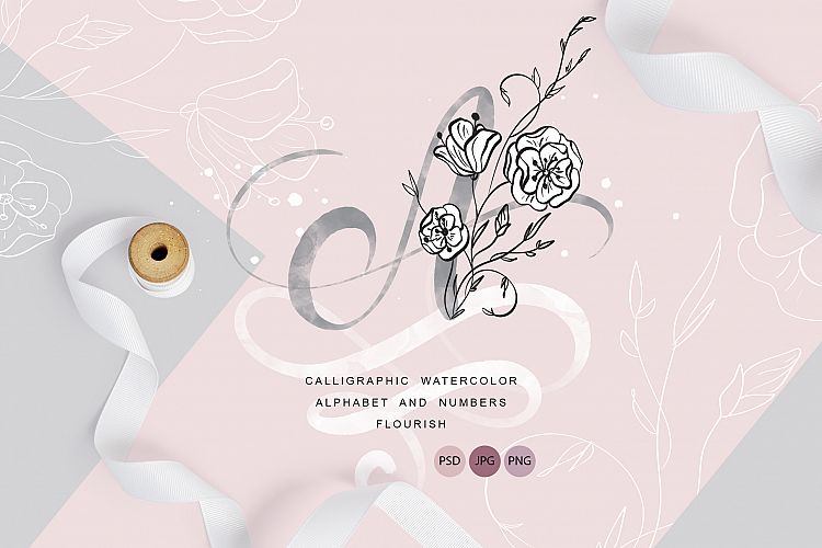 Flowers Letters watercolor alphabet