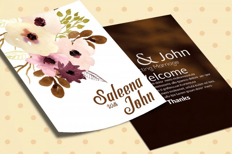 Double Sided Wedding Invitation Card