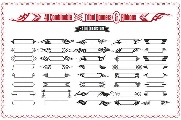 Tribal Banners, Frames & Ribbons