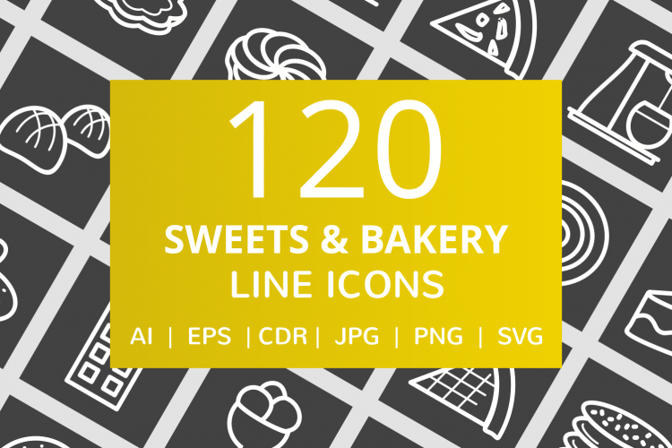 120 Sweets   Bakery Line Inverted Icons