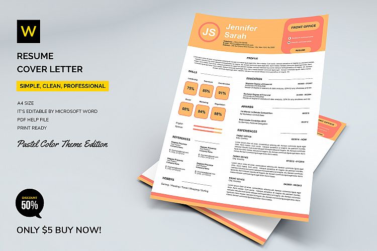 Resume / Cover Letter - Pastel Colors