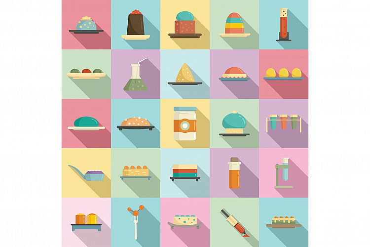 Molecular cuisine icons set, flat style example image 1