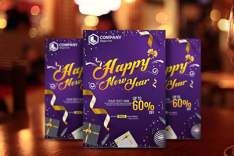 Happy New Year Sale Poster Vector Template Design