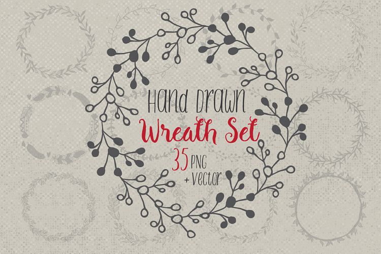 Hand drawn wreaths and frames example image 1