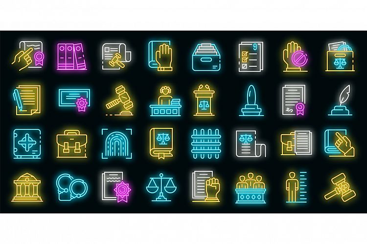 Legislation icons set vector neon example image 1