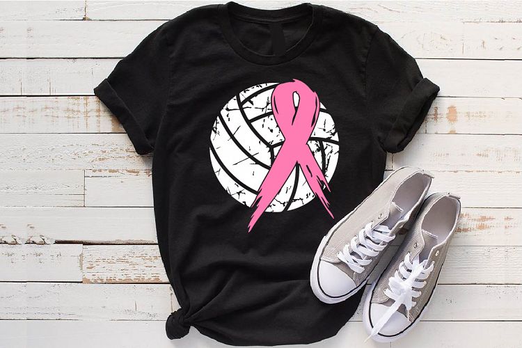 Volleyball Tackle Breast Cancer Svg Awareness ribbon 1020s