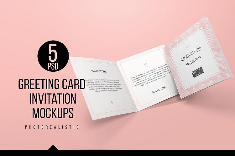 Square Greeting Card / Invitation Mockups example image 1