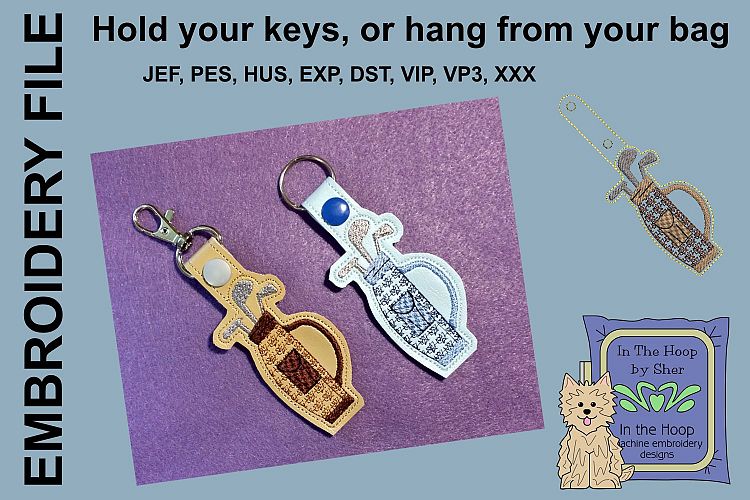 ITH Golf Clubs Key Fob - Embroidery Design