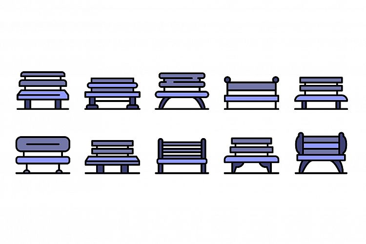 Park bench icons vector flat example image 1