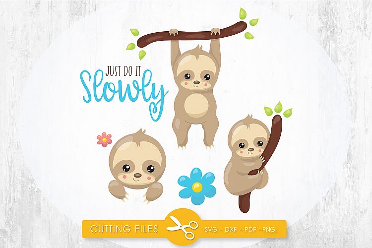 Slow Sloths cutting files svg, dxf, pdf, eps included - cut files for cricut and silhouette - Cutting Files SG