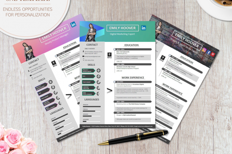 Modern Resume Template - CREATIVE - Professional CV Template for Word (A4 Format) *fully customizable*