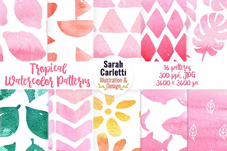 Tropical Watercolor Patterns