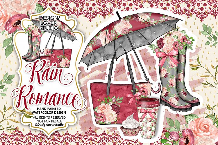 Watercolor Rain Romance design
