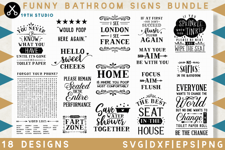 Funny Bathroom sign SVG Bundle - MB32