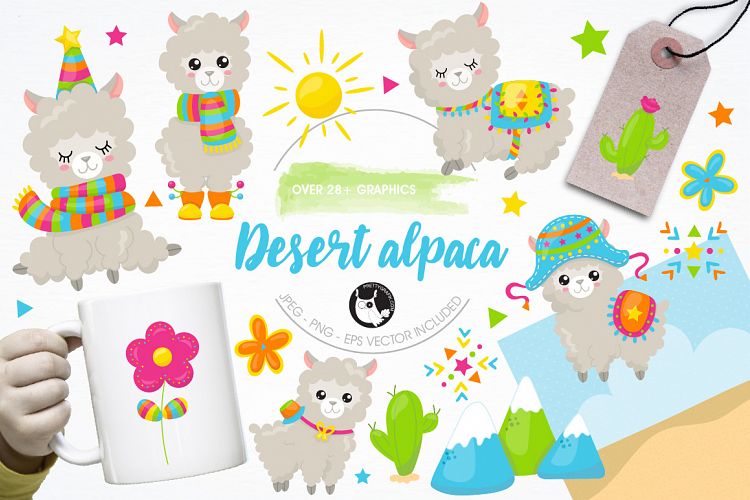 Alpaca party graphics and illustrations