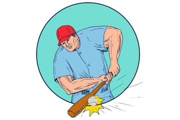 Baseball Player Hitting A Homerun Drawing example image 1