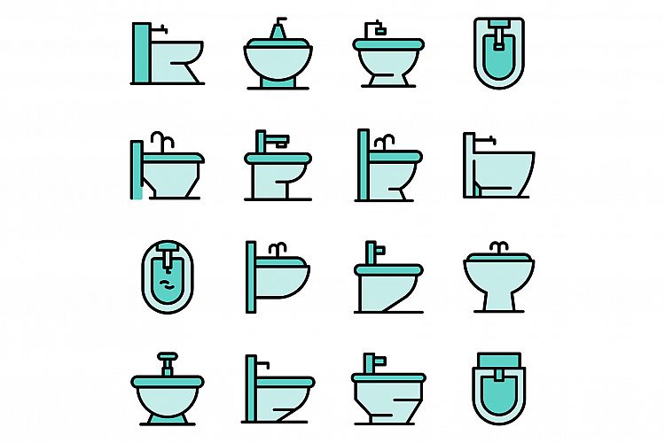 Bidet icons set vector flat