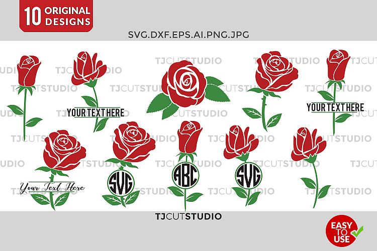 Flower Monogram, Rose svg, Circle monogram , Rose Monogram Frame Svg, Svg Files for Silhouette Cameo or Cricut Commercial & Personal Use.