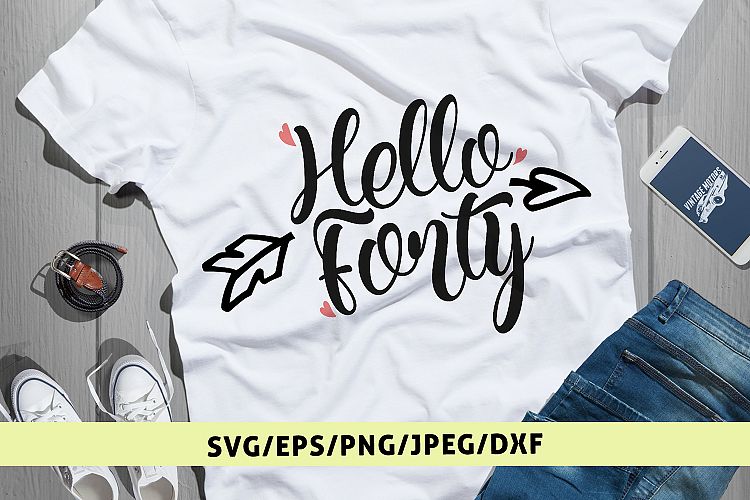 Hello Forty - Birthday SVG EPS DXF PNG Cutting Files