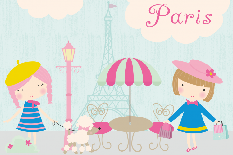 Paris, clipart and paper set